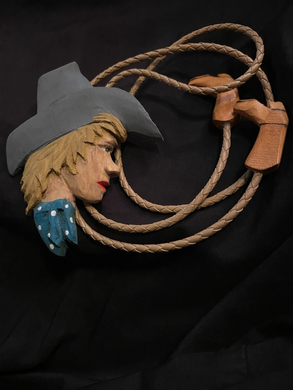 Ellis Johnson hand carved bolo tie-Unique!